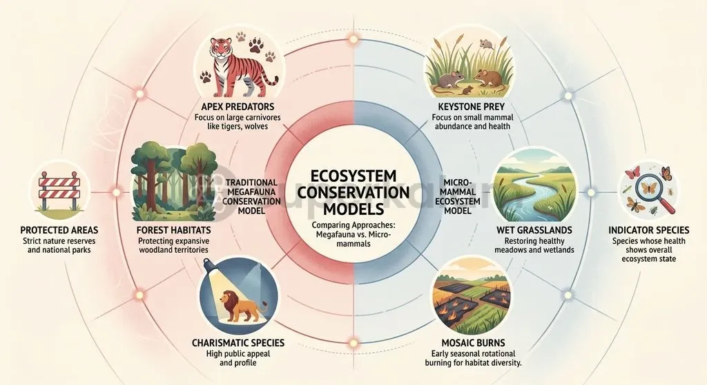 Transitioning from traditional megafauna-centric governance to specialized micro-mammal recovery expands conservation benefits across neglected non-forest biomes.