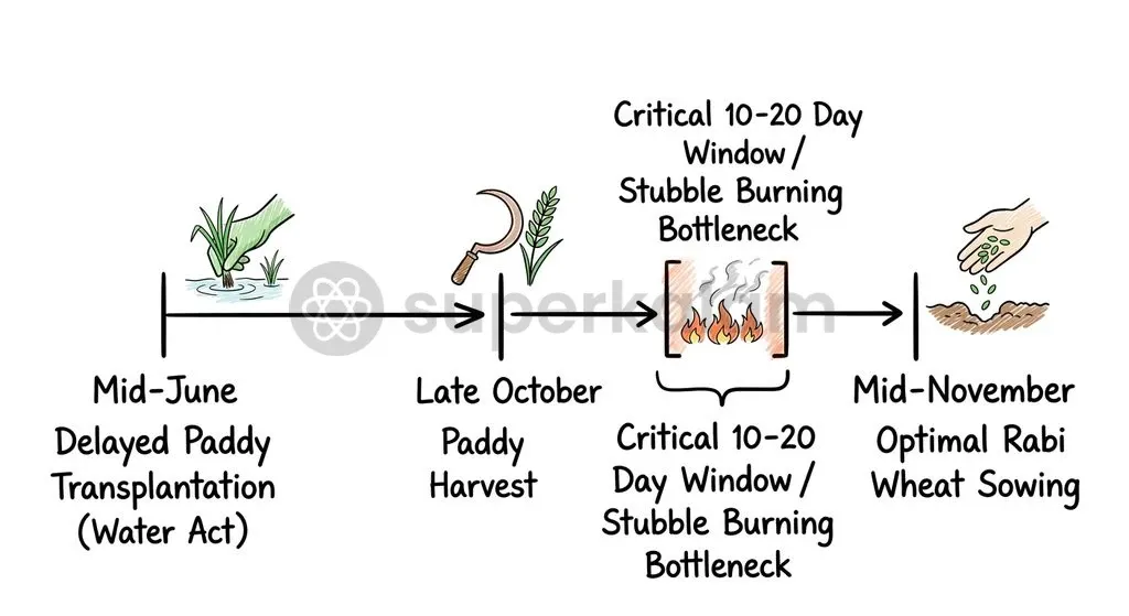 Statutory water conservation laws compressed the crop changeover window to a critical 10 to 20 day period.
