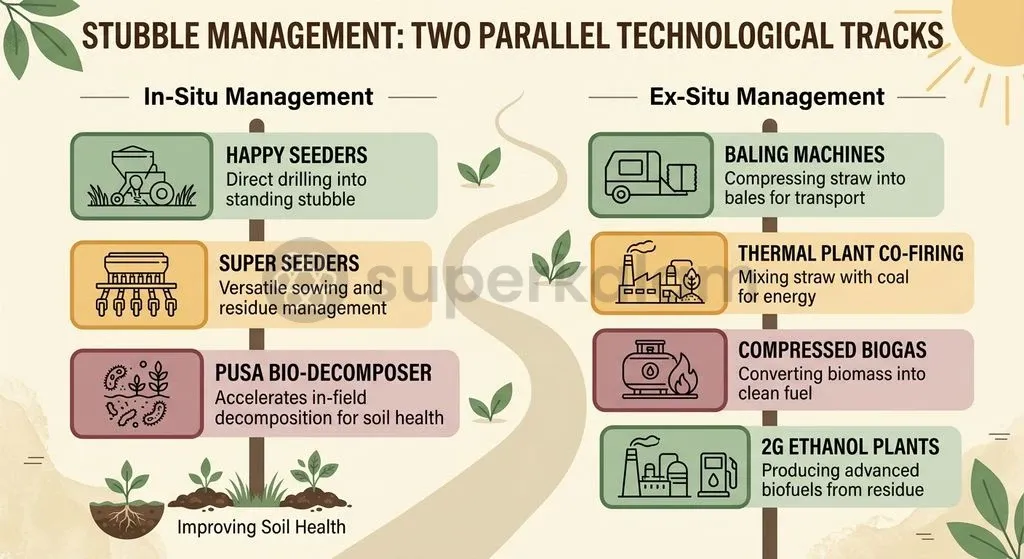 Sustainable crop residue management balances on-field soil enrichment with industrial bio-energy supply chains.