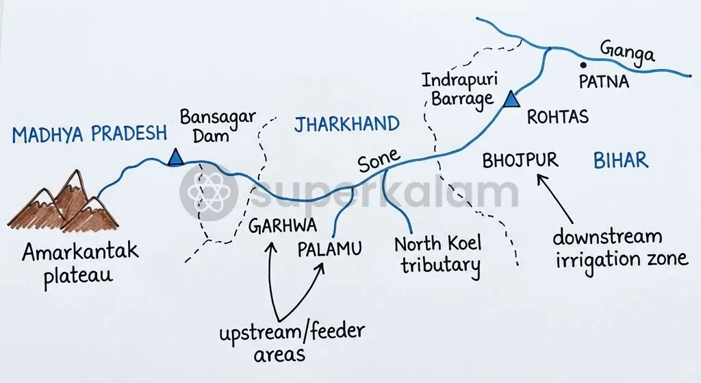 The 2026 Sone Accord demarcates shared water allocations across southwestern Bihar and western Jharkhand.