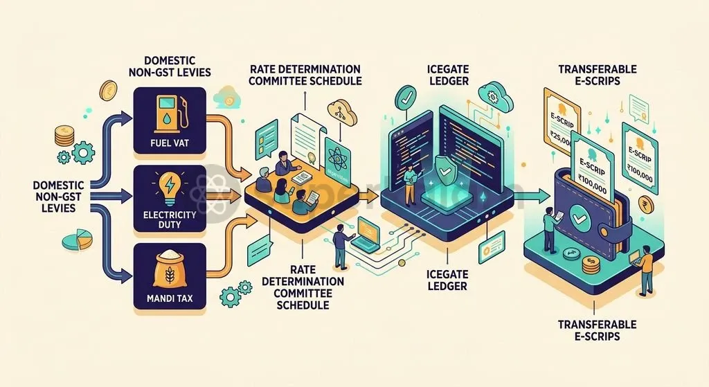 The RoDTEP workflow audits domestic input levies and converts verified incidence into transferable electronic duty credits.