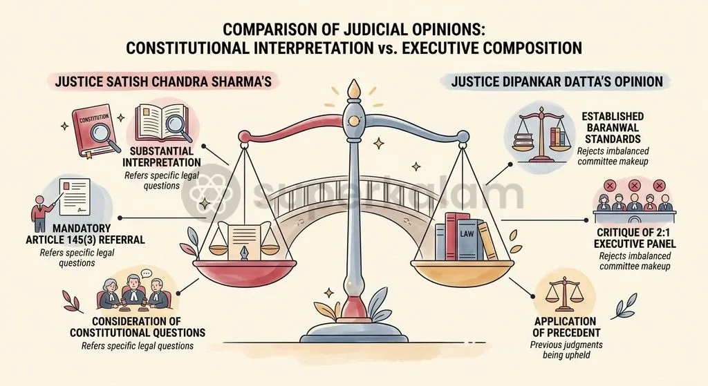 The split verdict turned on whether the constitutional standards governing Election Commission independence were already settled or required fresh Constitution Bench interpretation.