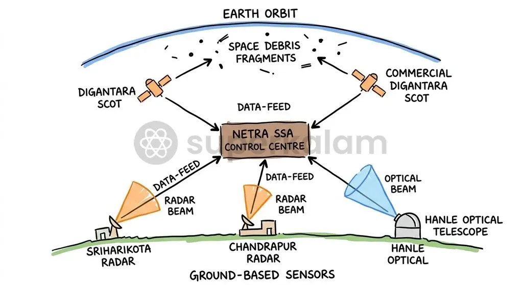 India's emerging Space Situational Awareness framework integrates ground radars and optical observatories with commercial orbital surveillance satellites.