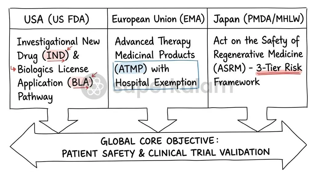 Global drug regulators classify manipulated cell therapies as biological medicinal products requiring rigorous pre-market authorisation.