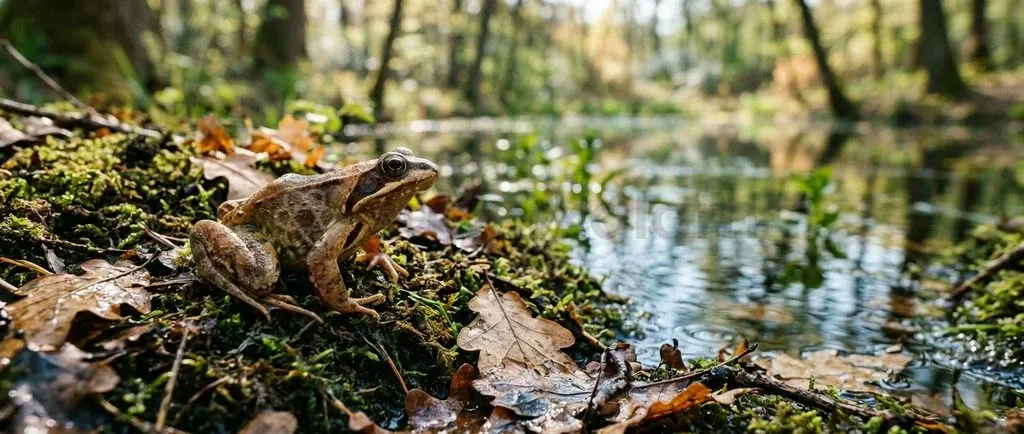 The Agile Frog (Rana dalmatina) relies on shaded temperate forest ponds for breeding, where rising water temperatures now threaten normal larval development.