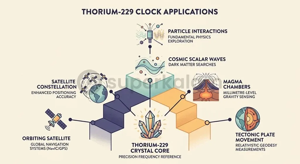 Precision timekeeping connects laboratory quantum metrology with satellite navigation, gravitational geodesy, and searches for dark matter.
