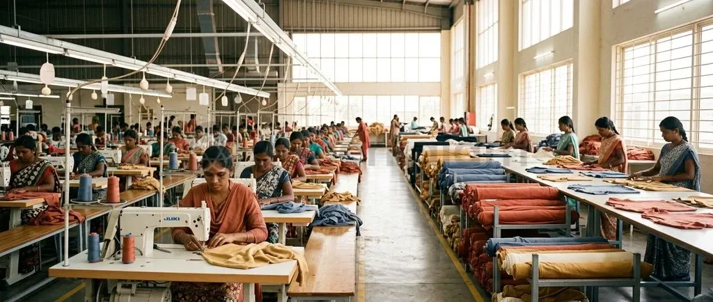 The Tiruppur industrial cluster generates over half of India's cotton knitwear exports through a dense network of specialized manufacturing units.