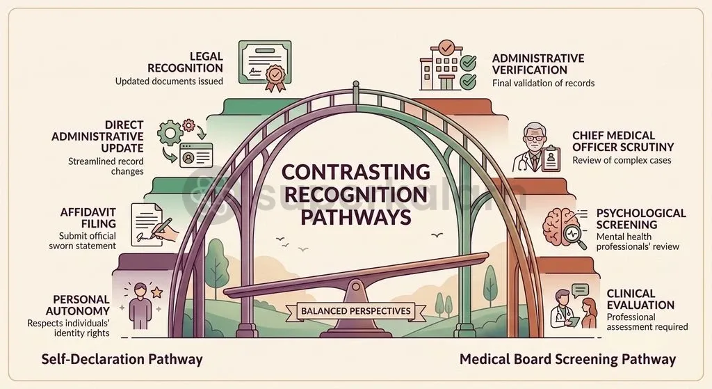 Administrative gatekeeping through medical boards contrasts with international self-determination human rights standards.