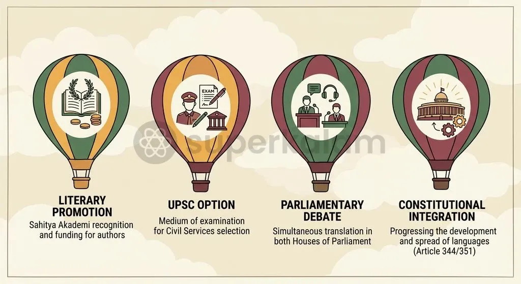 Eighth Schedule inclusion unlocks national literary recognition, parliamentary interpretation, and competitive examination access.
