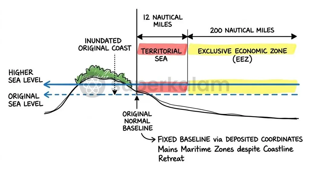 The UN Declaration establishes permanently fixed baselines, preserving sovereign maritime zones despite coastal erosion.