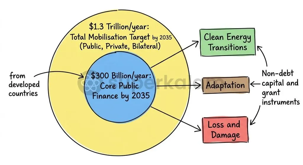 Bridging the global emissions gap hinges on turning the NCQG's $300 billion public finance baseline into predictable, non-debt concessional support.