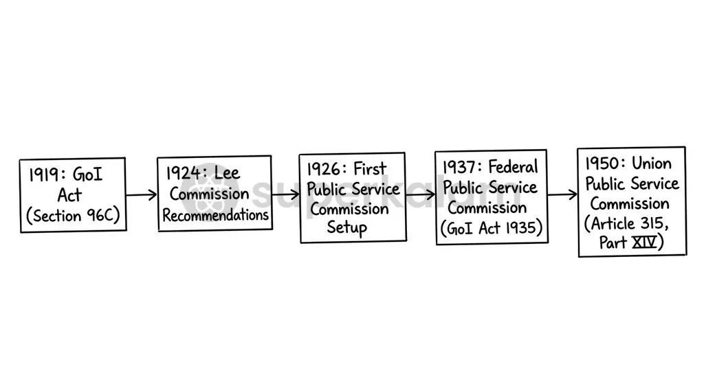 The statutory and constitutional journey of India's premier recruiting agency from 1919 to the 1950 Constitution.