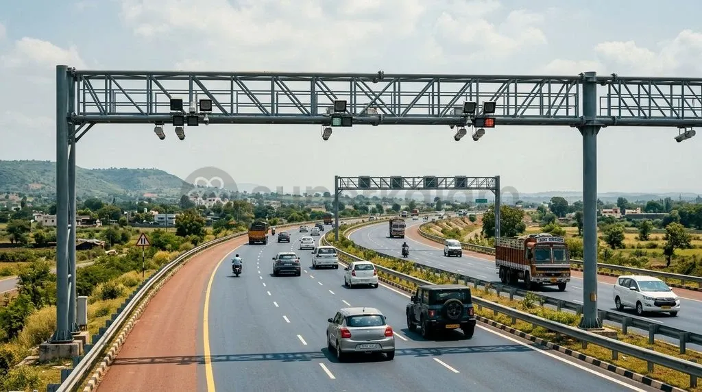 Electronic surveillance cameras deployed along highways automatically detect traffic violations and interface with central transport databases.
