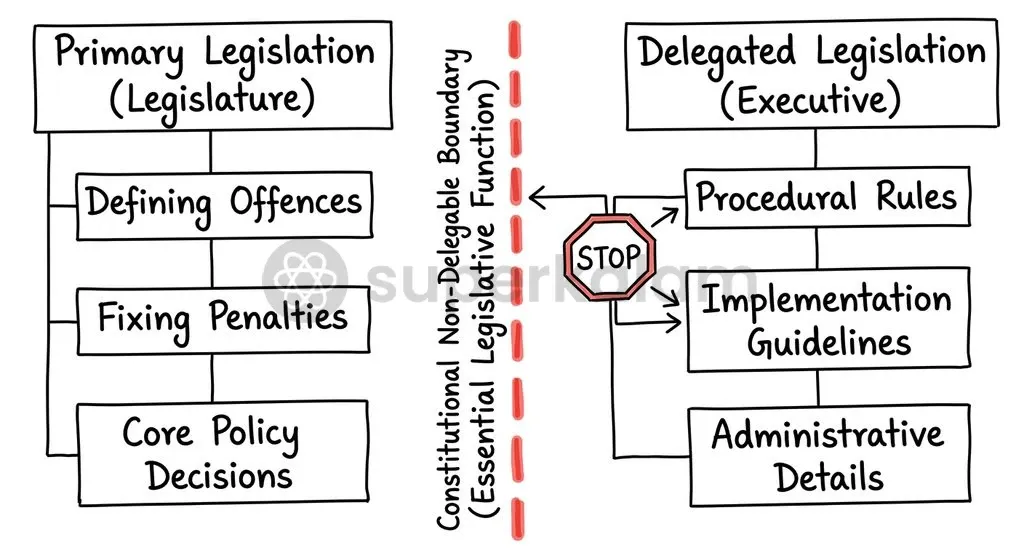 The boundary between legislative law-making and delegated executive rules forms a bedrock constitutional safeguard.