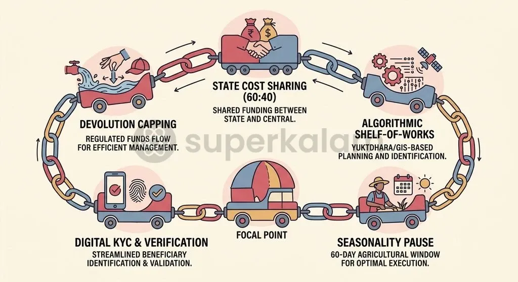 Five interrelated structural factors explain the initial contraction in rural person-days generated during the scheme transition.