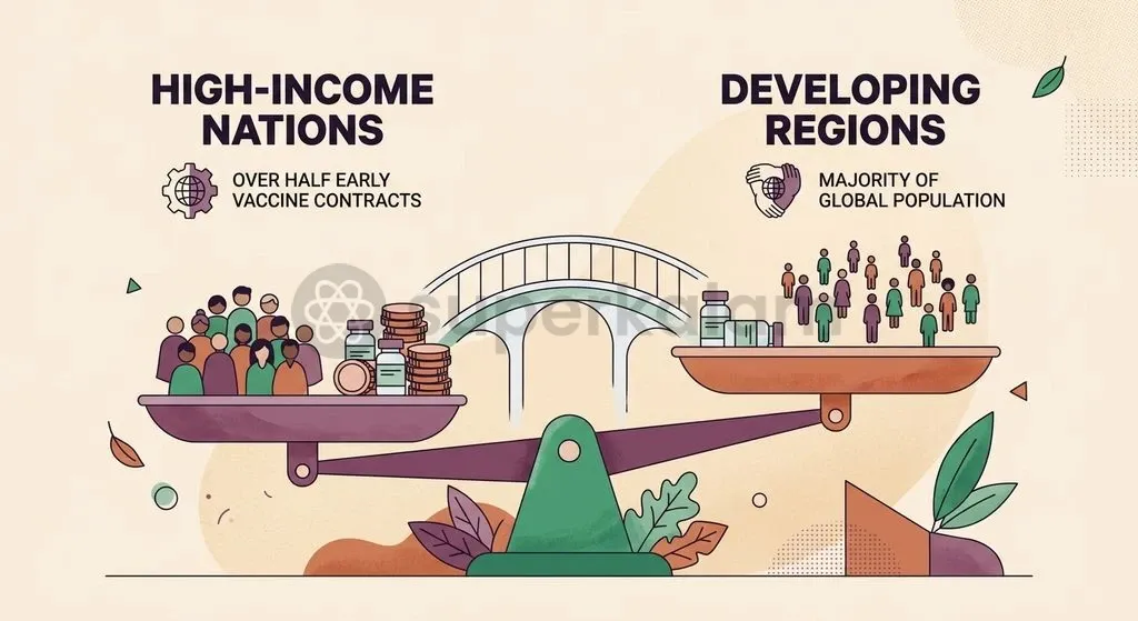 High-income countries secured early vaccine supplies through bilateral deals, leaving low-income populations without timely protection.