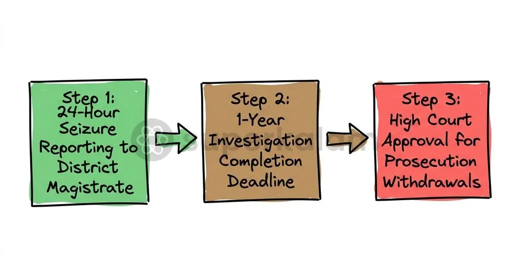 A visual schematic detailing the procedural timeline for seizure reporting under Supreme Court directives.