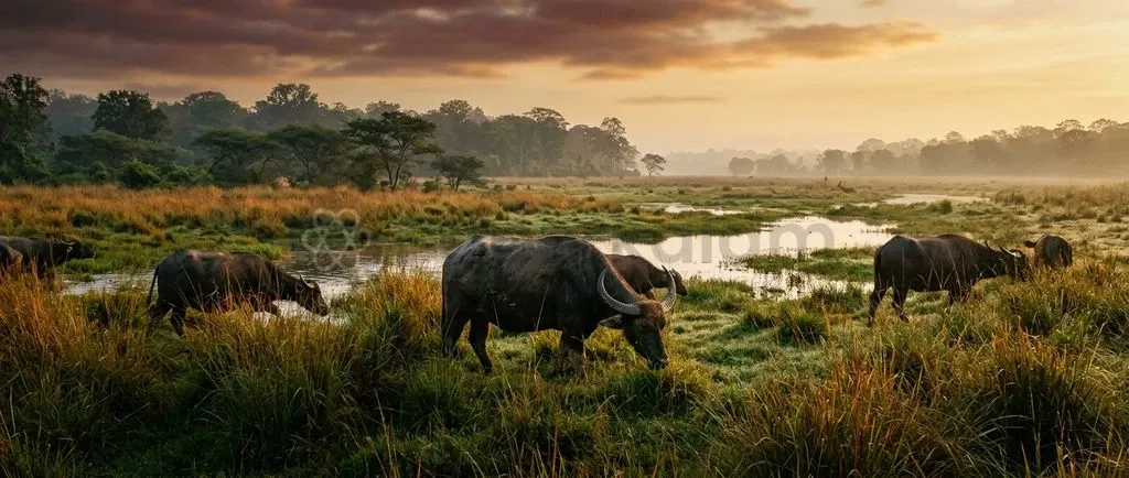 A founder cohort of wild water buffaloes grazes within an expansive central Indian grassland, spearheading an ambitious species reintroduction effort.
