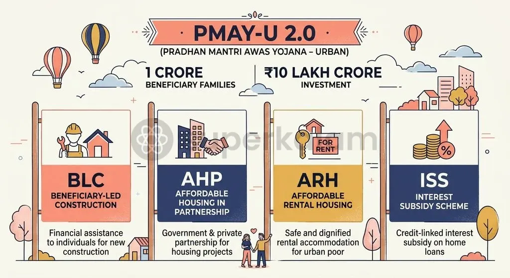 PMAY-U 2.0 deploys four targeted verticals to deliver affordable and rental housing across urban India.